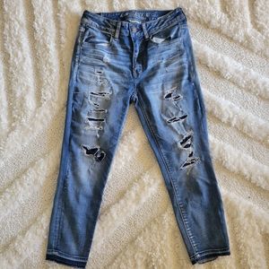 American Eagle Outfitters Distressed Hi Rise Jegging Crop Super Stretch Jeans 6